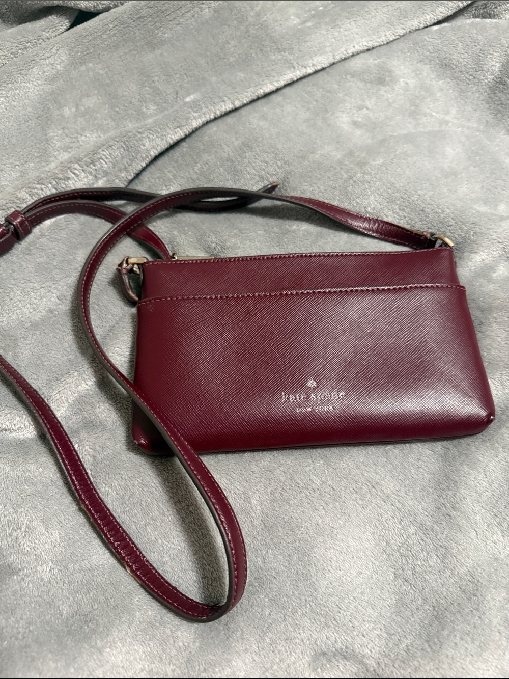 kate spade burgundy leather crossbody bag with gold hardware
